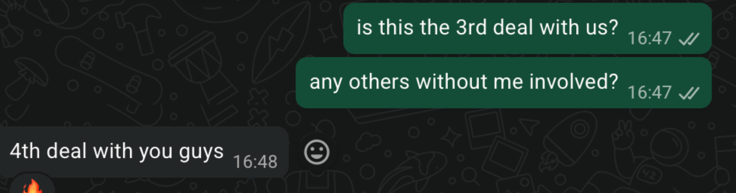 WhatsApp: 4th deal with you guys